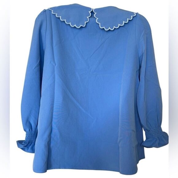 NWT Tuckernuck Cornflower Blue Easton Embroidered Blouse - Picture 6 of 8
